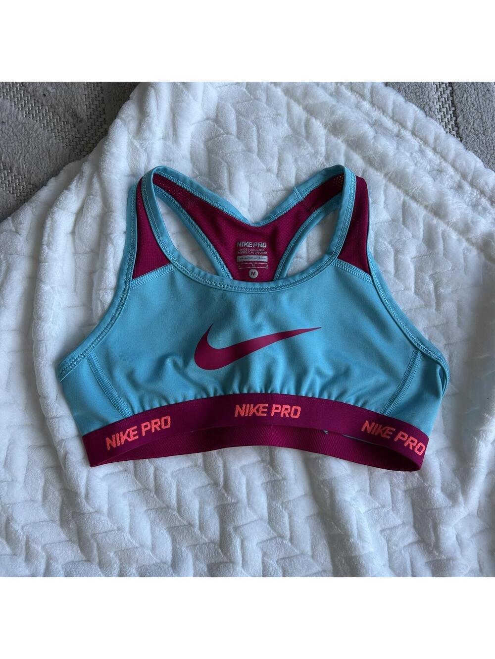 Nike Pro sports bra in blue and pink, size M #activewear #fitness